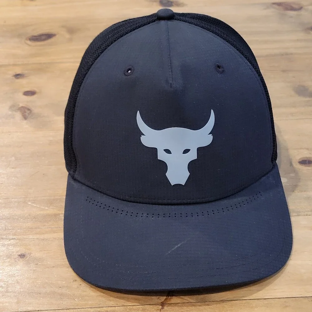 Under Armour Project Rock Hat Cap snapback Black Bull UA Pro Fit One Size